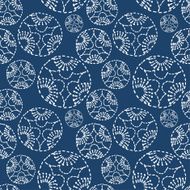 Hand drawn seamless indigo folk pattern N7
