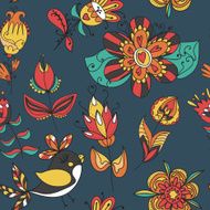 flowers and birds seamless texture pattern N21