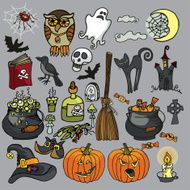Halloween Witch spooky elements set N2