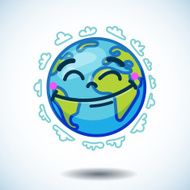 Smiling globe (Earth) in cartoon doodle N2