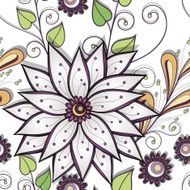 Seamless Floral Pattern (Vector) Hand Drawn Texture N180