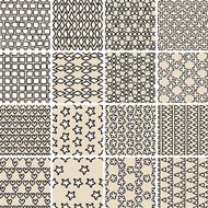 Basic Doodle Seamless Pattern Set No 10 in black and white