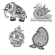 Henna Mehndi Doodle Paisley Design Elements N6