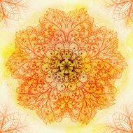 Hand drawn circular beige ornament N29