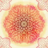 Hand drawn circular pink ornament N11
