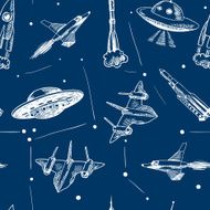 Space aircraft seamless pattern