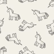 Unicorn doodle seamless pattern background N2