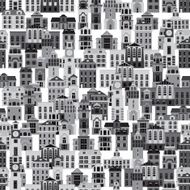 seamless pattern with cartoon buildings N2