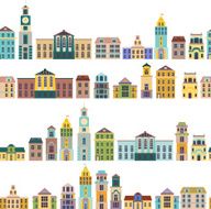 seamless pattern with cartoon buildings N3