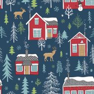 Scandinavian Style Christmas Pattern with Hand Drawn Elements N2