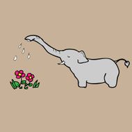 Elephant watering flowers N2