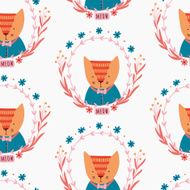 Cat with floral wreath N2