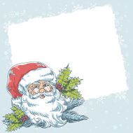 Christmas retro postcard with cute smiling Santa Claus N2