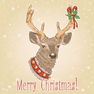 Christmas vintage postcard with deer N4