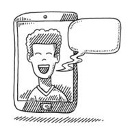 Happy Man Talking On Smartphone Screen Drawing