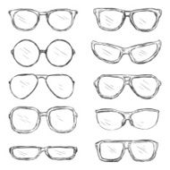 Vector Set of Sketch Eyeglass Frames