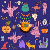 Happy Halloween set of Doodles cute Elements N2