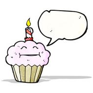 cartoon cupcake with speech bubble N36