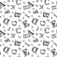 Sketch alphabet seamless pattern N2