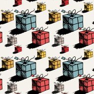 Seamless christmas gift box pattern doodle style vector N2