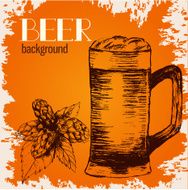 Sketch of beer mug and hop