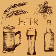 Beer hand drawn set