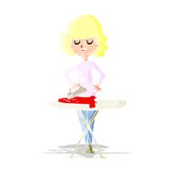 cartoon woman ironing N14