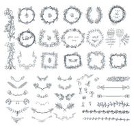 Big set of floral graphic design elements N6