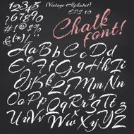 Vector alphabet Chalk font on blackboard background N2