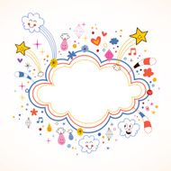 star bursts cartoon cloud shape banner frame