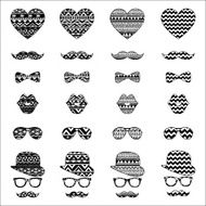 Hipster Vintage Icon with Aztec Pattern Background