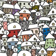 Winter city sketch seamless pattern for your design N2