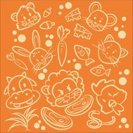 Cute animal pattern with its food N2