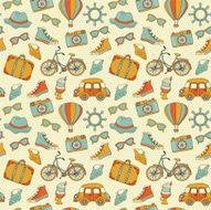 Vector Summer travel Doodles Seamless Pattern