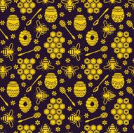 Seamless pattern with bees and honey N3
