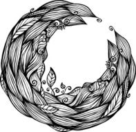 Blue hair waves doodle circle frame N2