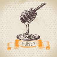 Honey background with hand drawn sketch illustration N6