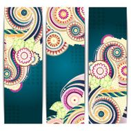 Ethnic Indian Pattern Cards With Paisley Doodles and Cucumbers N2