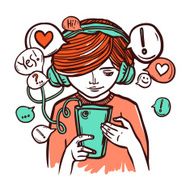 Young Girl In Headphones With Smartphone N2