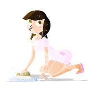 cartoon cinderella scrubbing floors N12