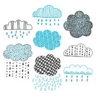 Set of hand drawn doodle clouds N2