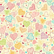 Doodle Hearts Seamless Pattern Background