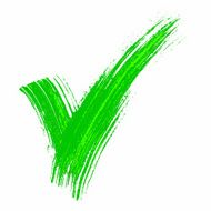 Hand made green acrylic validation V icons set N3
