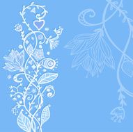 Hand drawing blue floral background