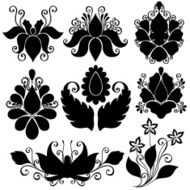 Vector Set of Flowers Stencils Isolated N8