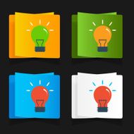 Set of simple icons flat color light bulbs N14