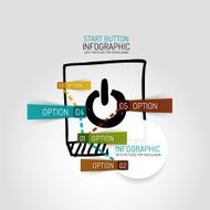 Hand drawn power button design and infographics