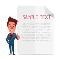 Smart man with plain paper background - vector illustration