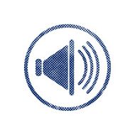 loudspeaker icon with halftone dots print texture