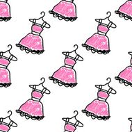Seamless pattern with doodle dresses